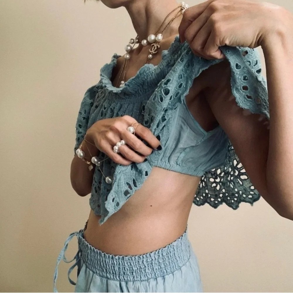 NWOT Free People‎ One Perla Top In Seafoam Green